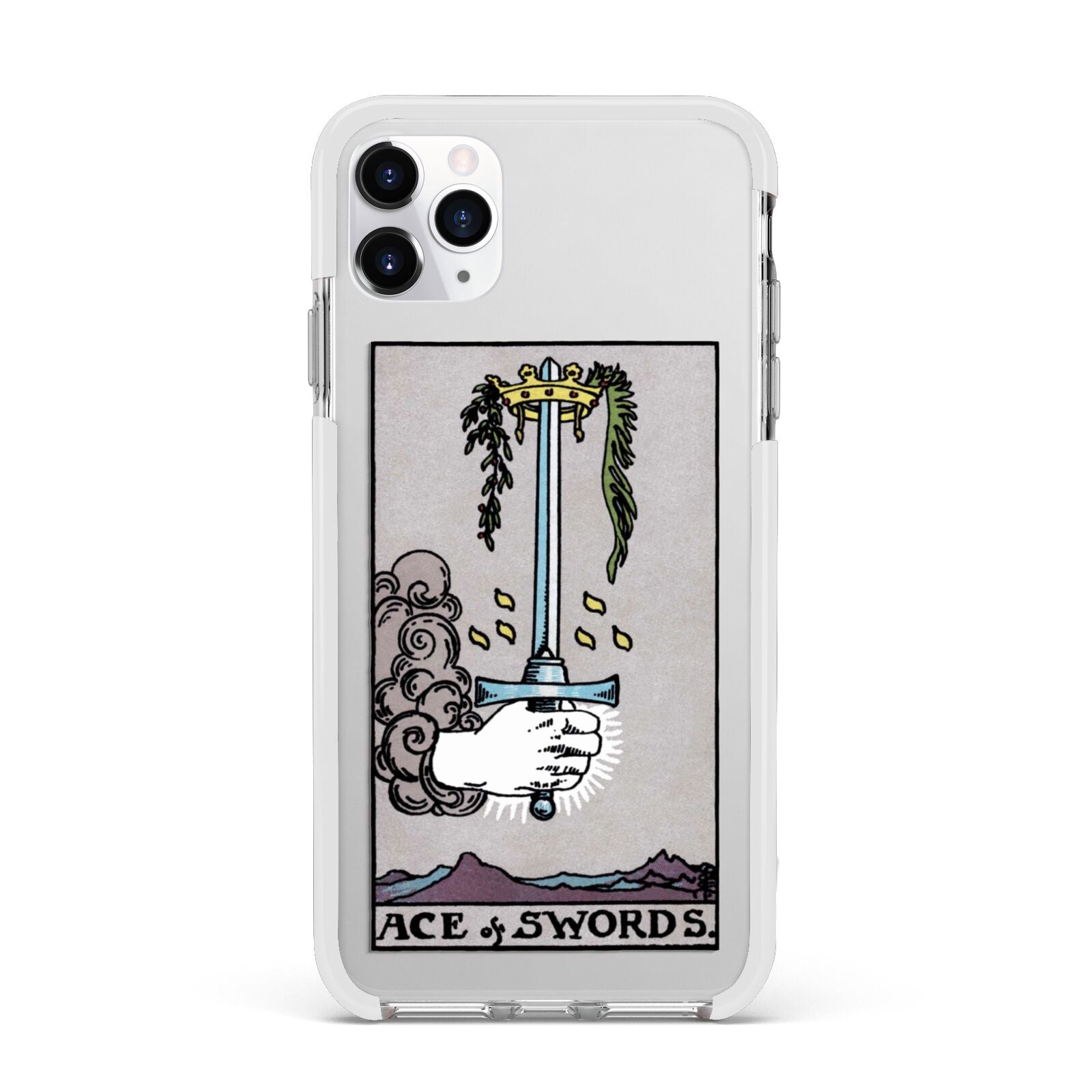 Ace of Swords Tarot Card Apple iPhone 11 Pro Max in Silver with White Impact Case