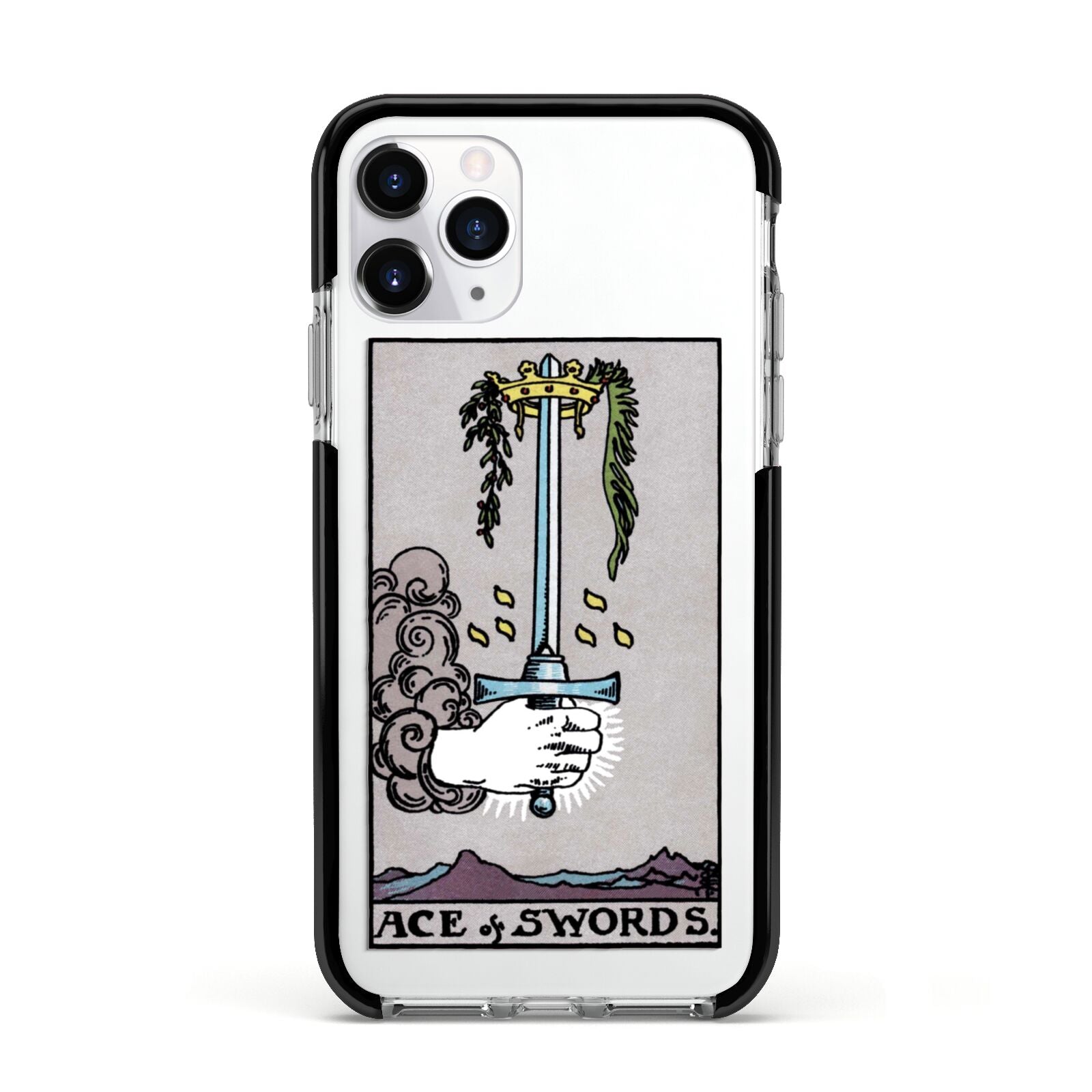 Ace of Swords Tarot Card Apple iPhone 11 Pro in Silver with Black Impact Case