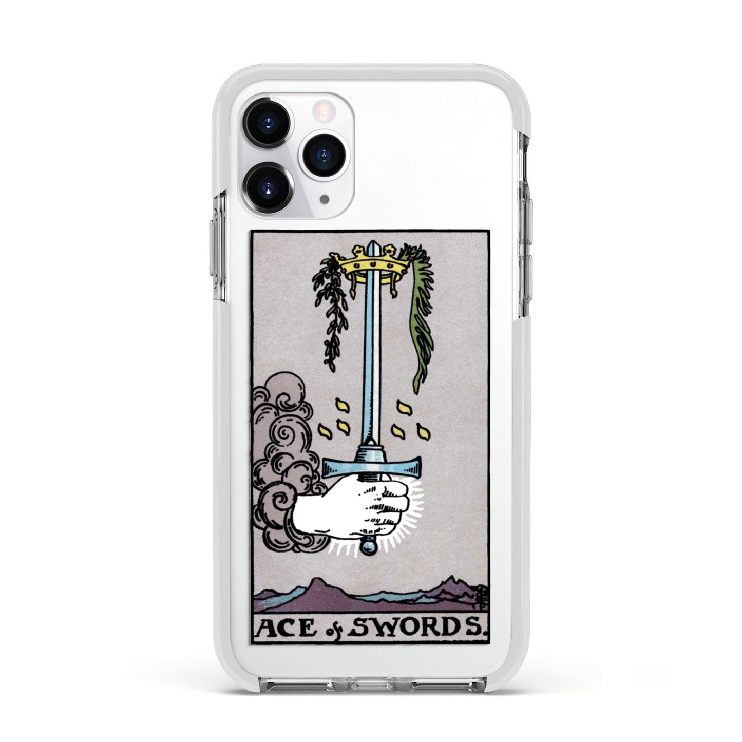 Ace of Swords Tarot Card Apple iPhone 11 Pro in Silver with White Impact Case