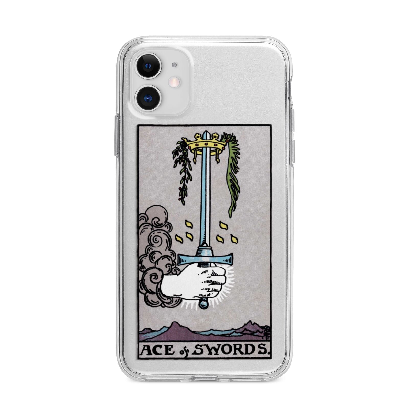 Ace of Swords Tarot Card Apple iPhone 11 in White with Bumper Case