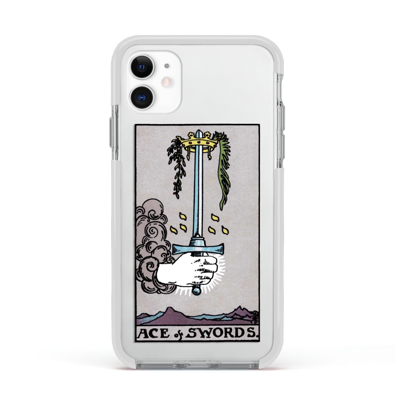 Ace of Swords Tarot Card Apple iPhone 11 in White with White Impact Case