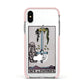 Ace of Swords Tarot Card Apple iPhone Xs Impact Case Pink Edge on Silver Phone
