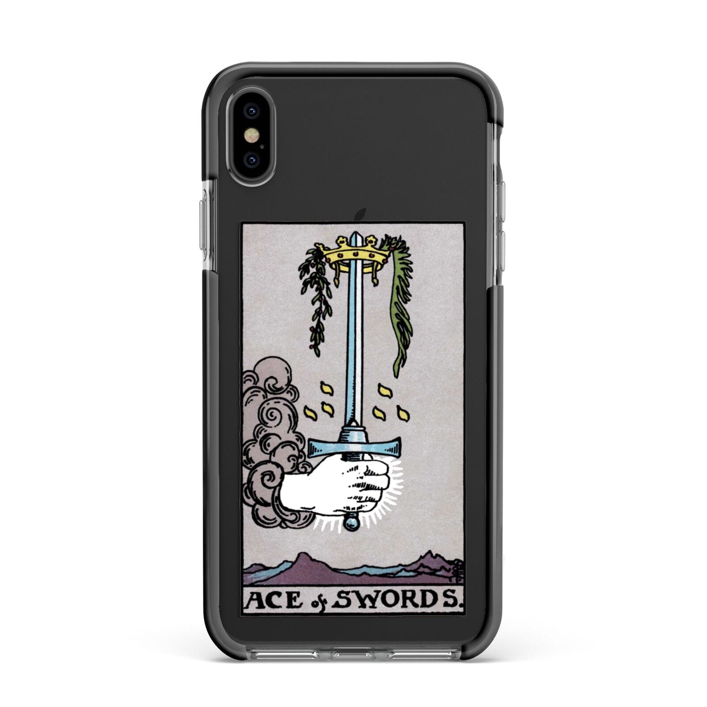 Ace of Swords Tarot Card Apple iPhone Xs Max Impact Case Black Edge on Black Phone
