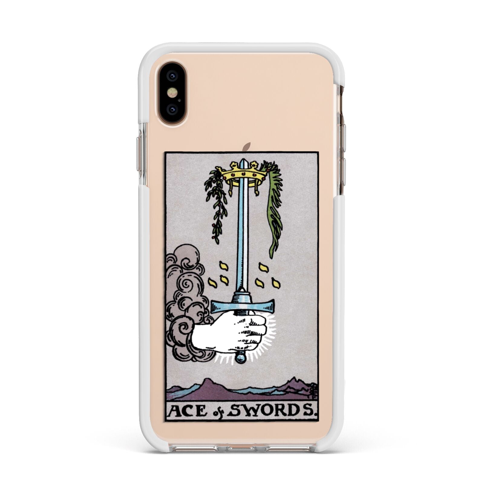 Ace of Swords Tarot Card Apple iPhone Xs Max Impact Case White Edge on Gold Phone