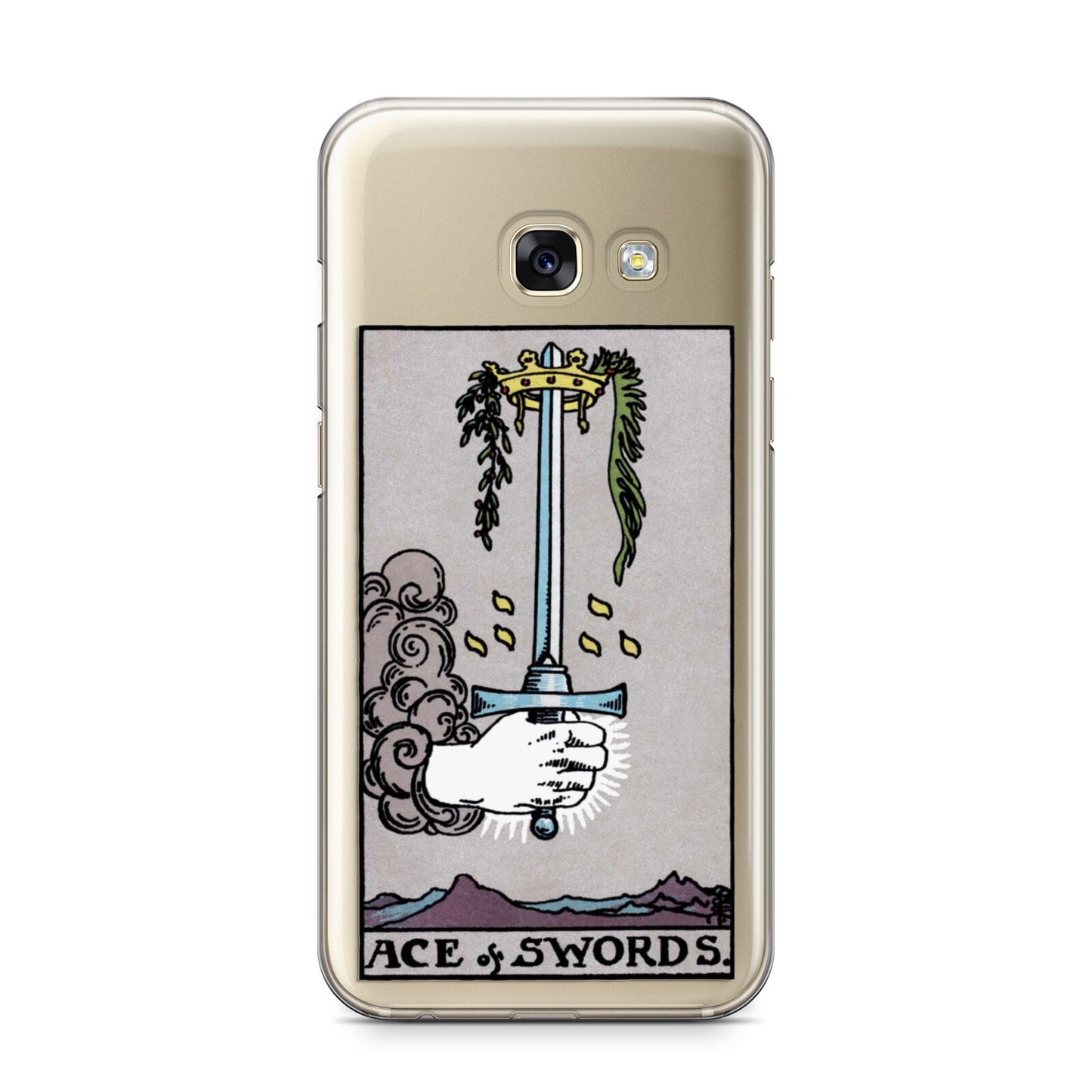 Ace of Swords Tarot Card Samsung Galaxy A3 2017 Case on gold phone