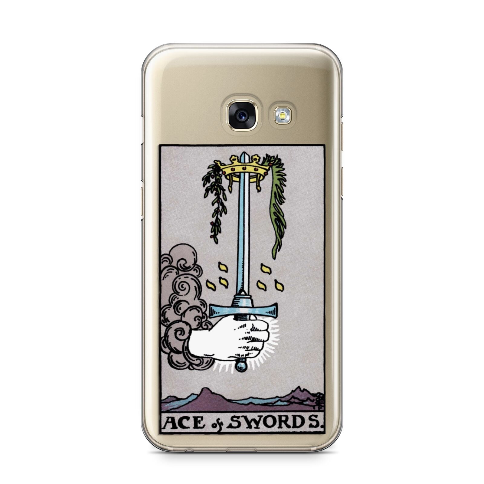 Ace of Swords Tarot Card Samsung Galaxy A3 2017 Case on gold phone