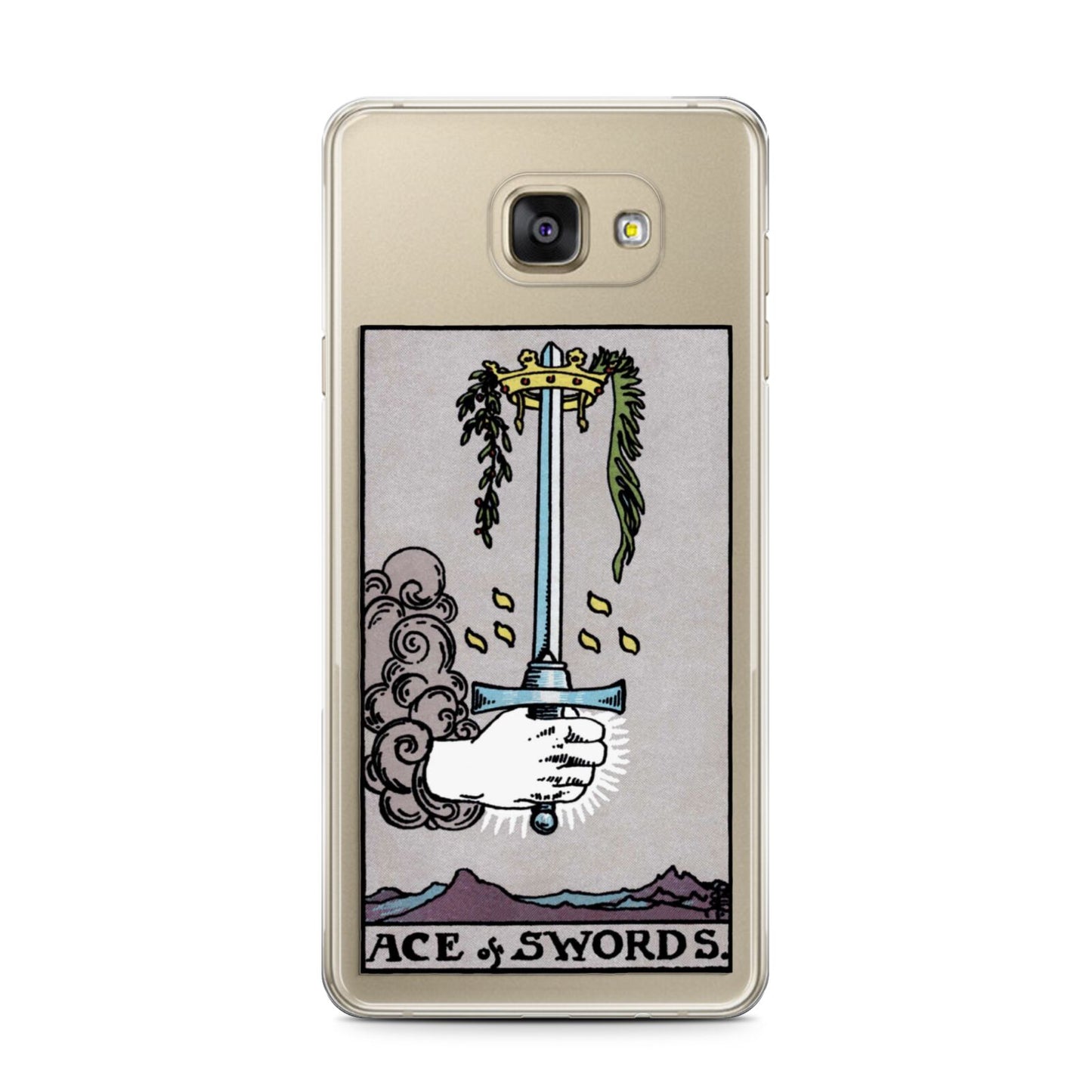 Ace of Swords Tarot Card Samsung Galaxy A7 2016 Case on gold phone