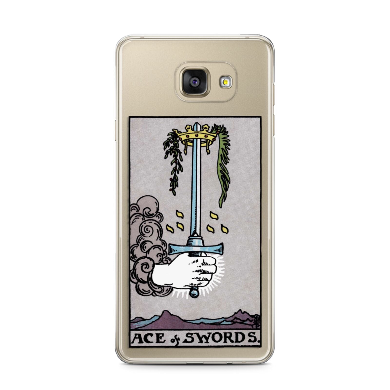 Ace of Swords Tarot Card Samsung Galaxy A7 2016 Case on gold phone