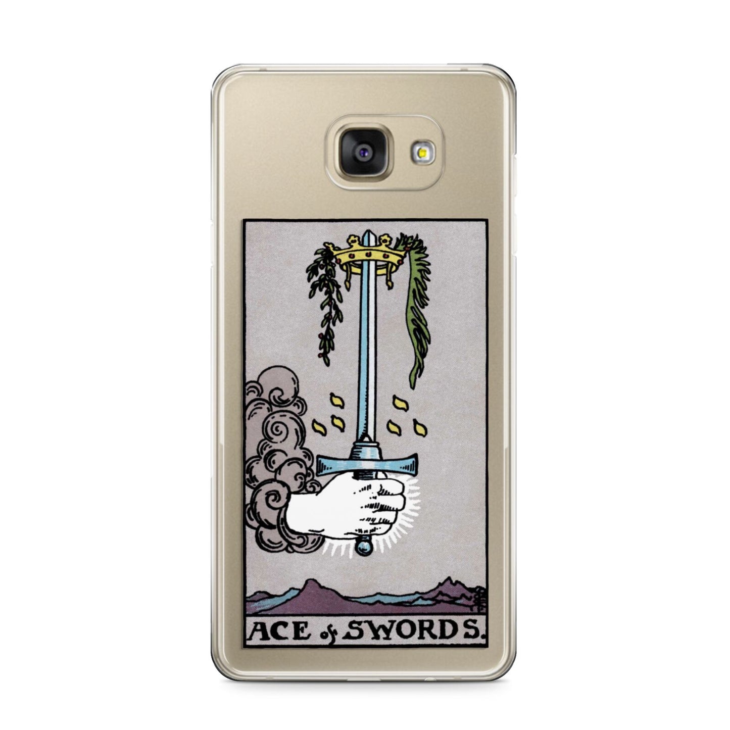 Ace of Swords Tarot Card Samsung Galaxy A9 2016 Case on gold phone