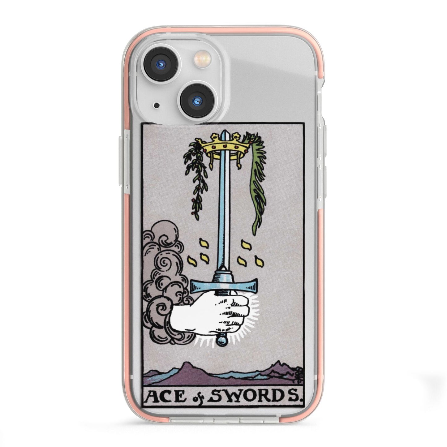 Ace of Swords Tarot Card iPhone 13 Mini TPU Impact Case with Pink Edges