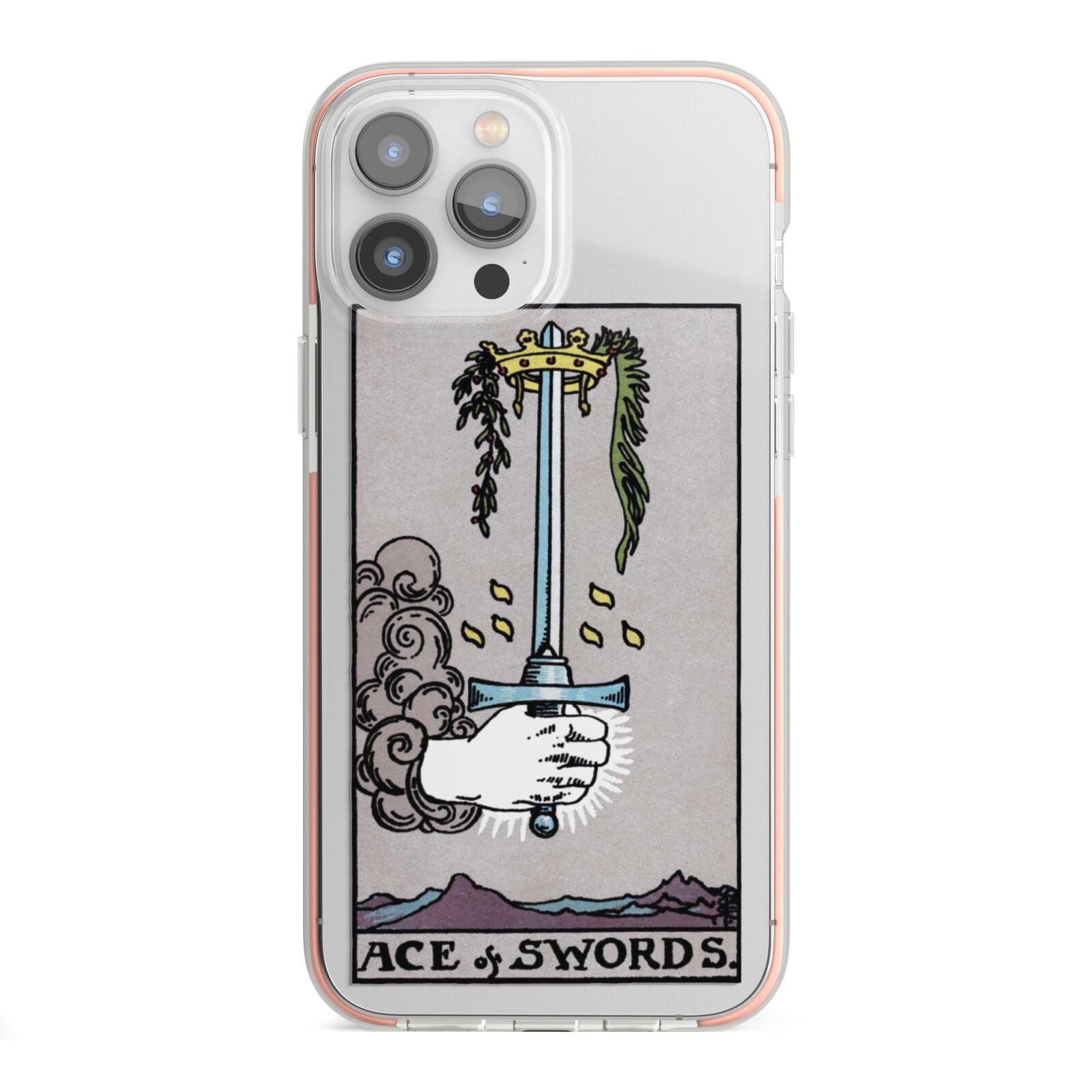 Ace of Swords Tarot Card iPhone 13 Pro Max TPU Impact Case with Pink Edges