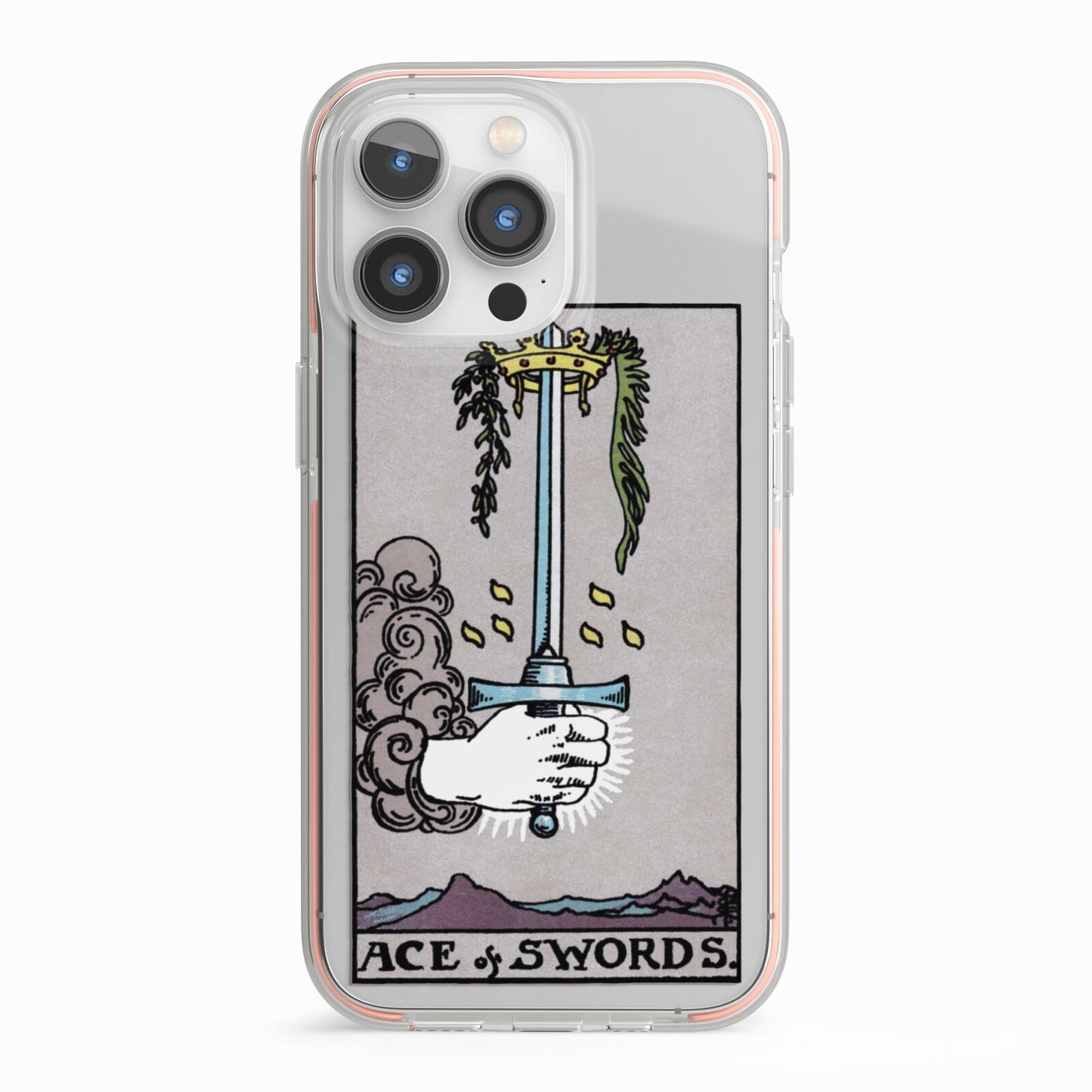 Ace of Swords Tarot Card iPhone 13 Pro TPU Impact Case with Pink Edges