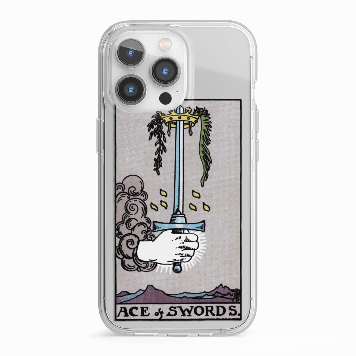 Ace of Swords Tarot Card iPhone 13 Pro TPU Impact Case with White Edges