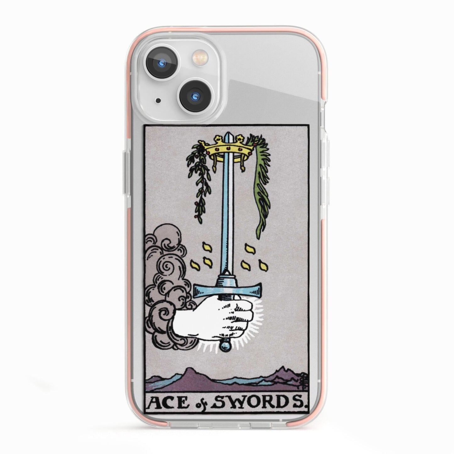 Ace of Swords Tarot Card iPhone 13 TPU Impact Case with Pink Edges
