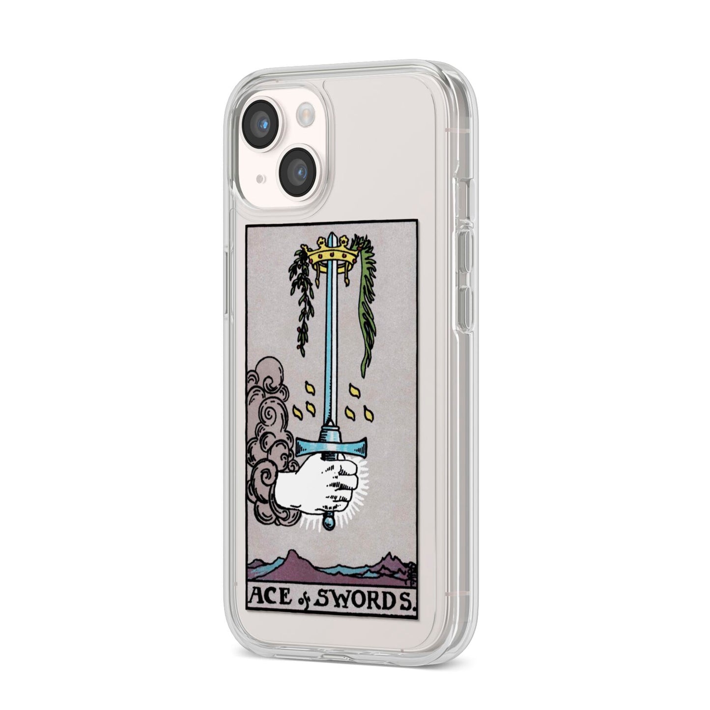 Ace of Swords Tarot Card iPhone 14 Clear Tough Case Starlight Angled Image