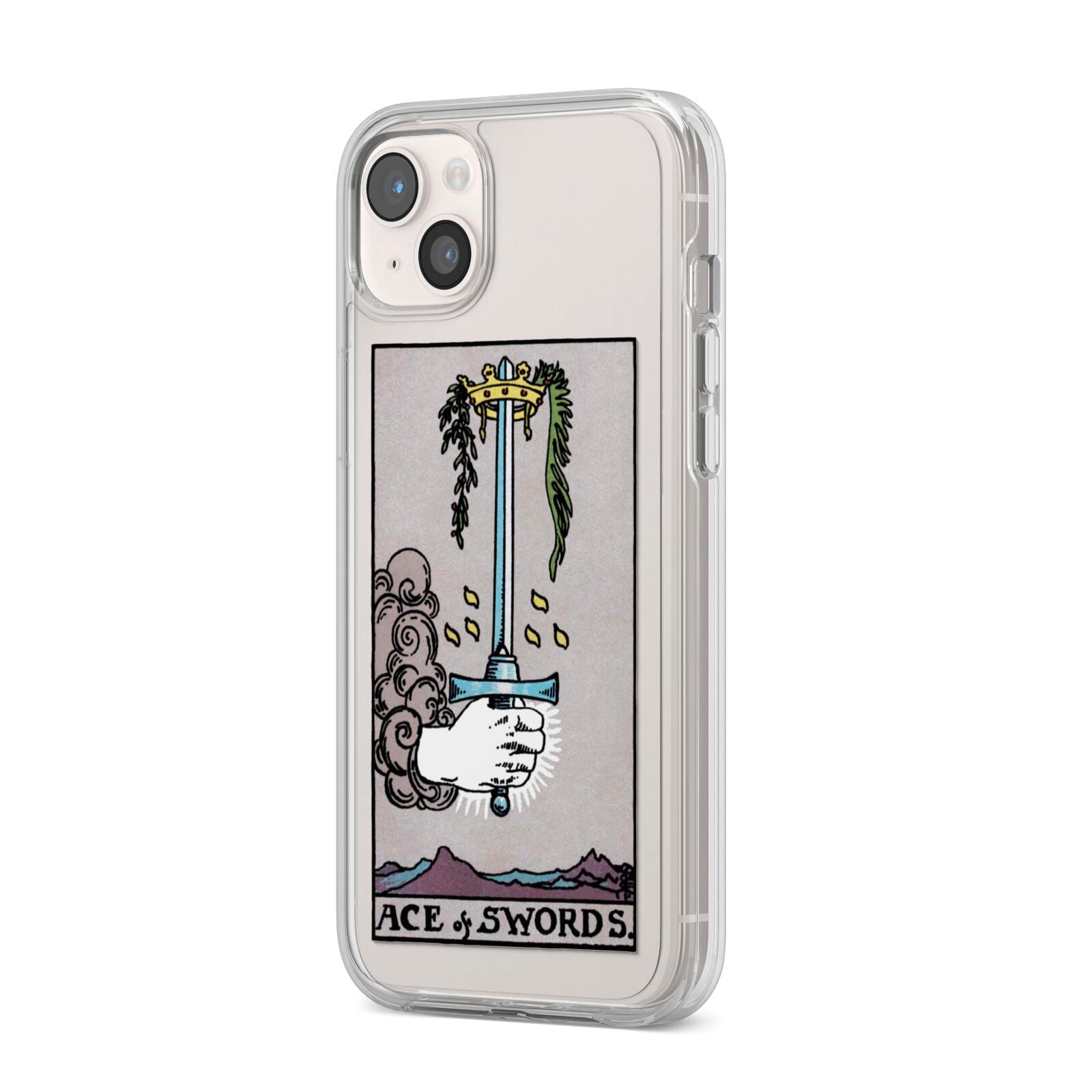 Ace of Swords Tarot Card iPhone 14 Plus Clear Tough Case Starlight Angled Image
