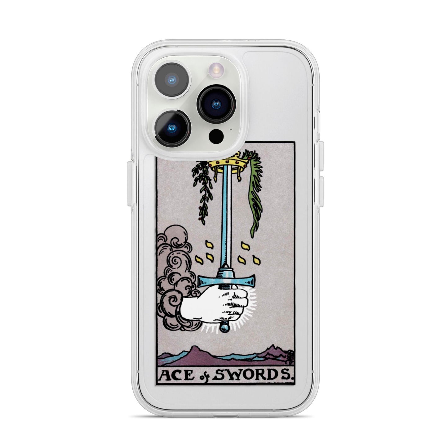 Ace of Swords Tarot Card iPhone 14 Pro Clear Tough Case Silver