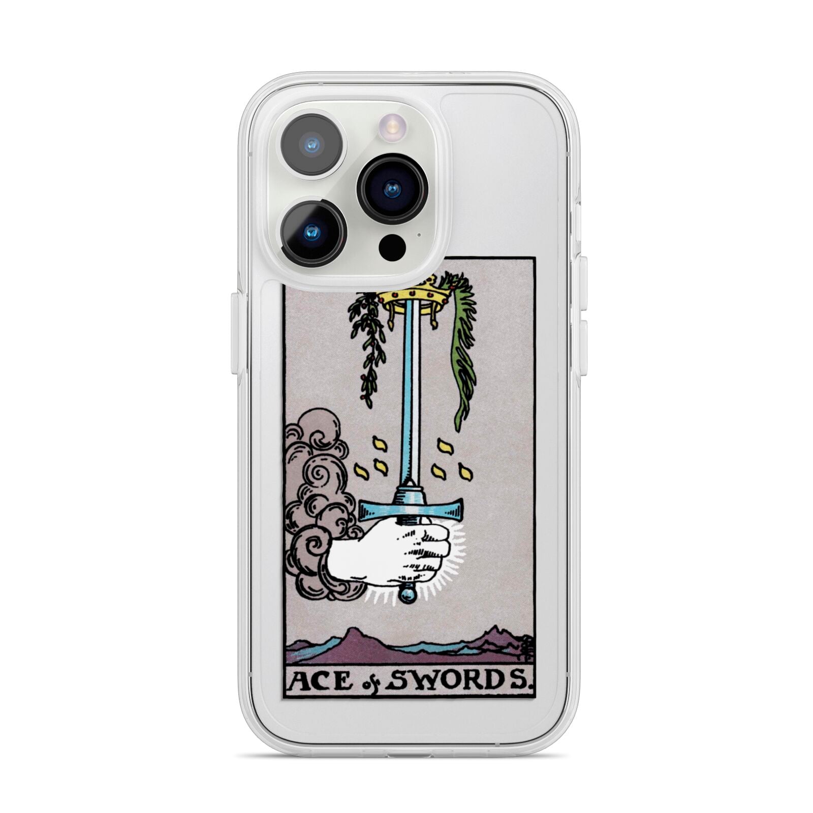 Ace of Swords Tarot Card iPhone 14 Pro Clear Tough Case Silver
