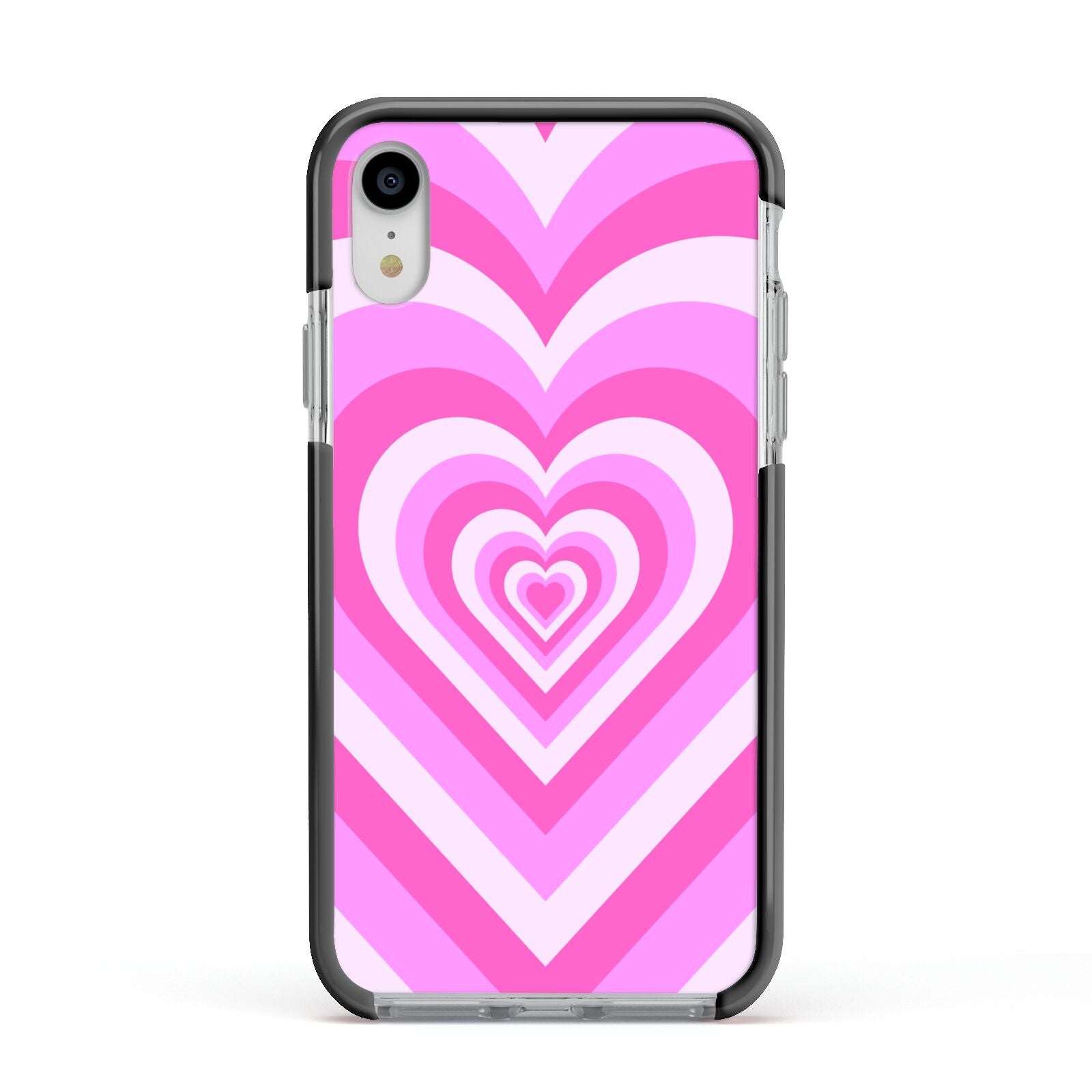 Aesthetic Heart Apple iPhone XR Impact Case Black Edge on Silver Phone