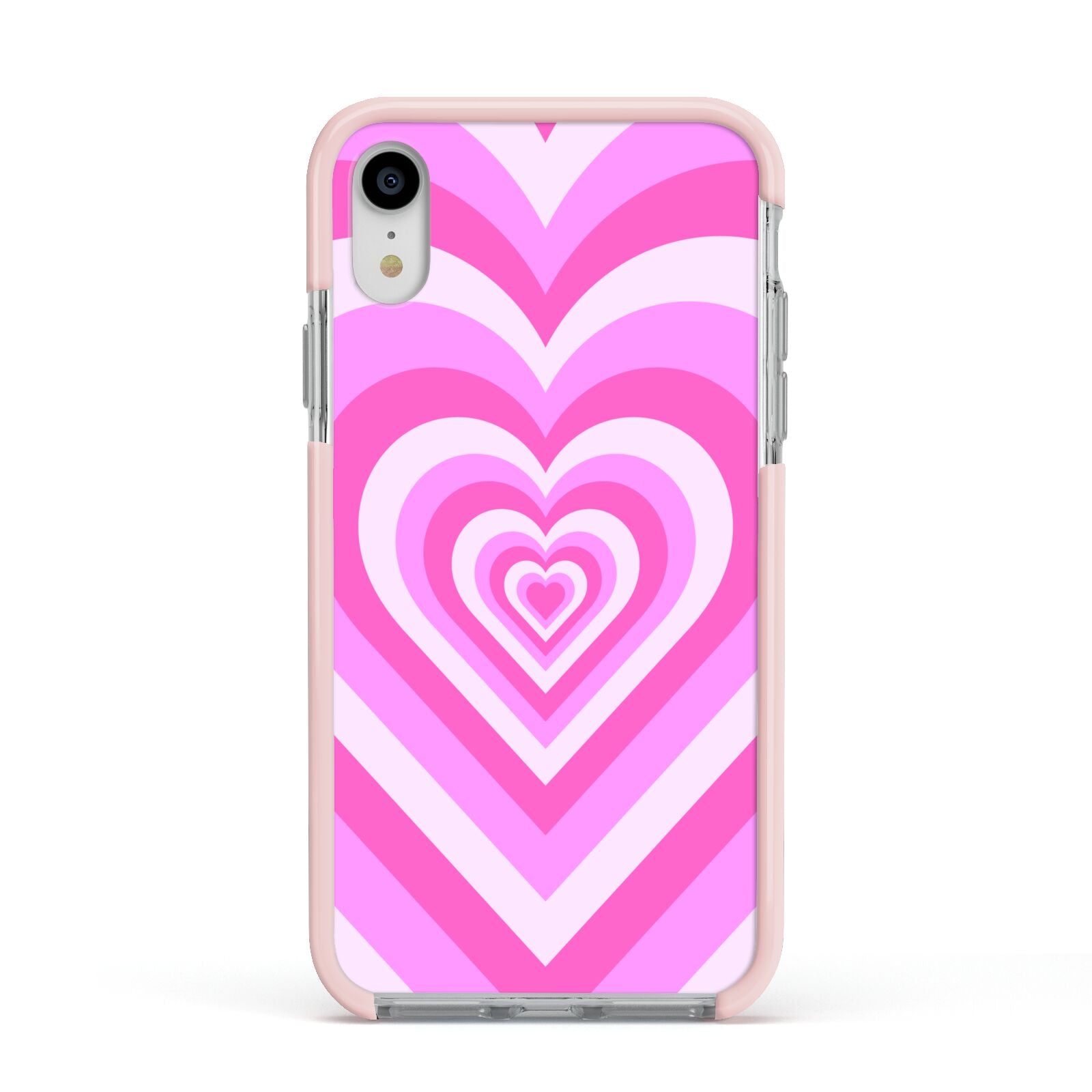 Aesthetic Heart Apple iPhone XR Impact Case Pink Edge on Silver Phone