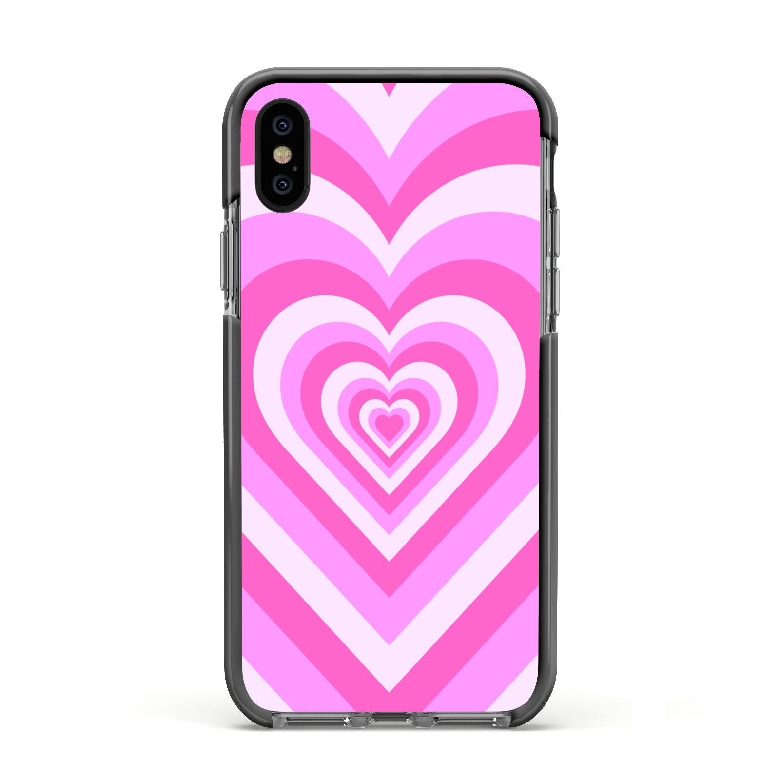 Aesthetic Heart Apple iPhone Xs Impact Case Black Edge on Black Phone