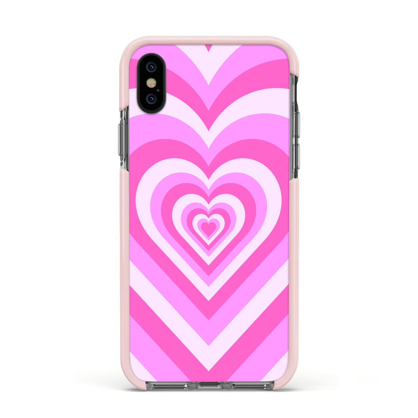 Aesthetic Heart Apple iPhone Xs Impact Case Pink Edge on Black Phone