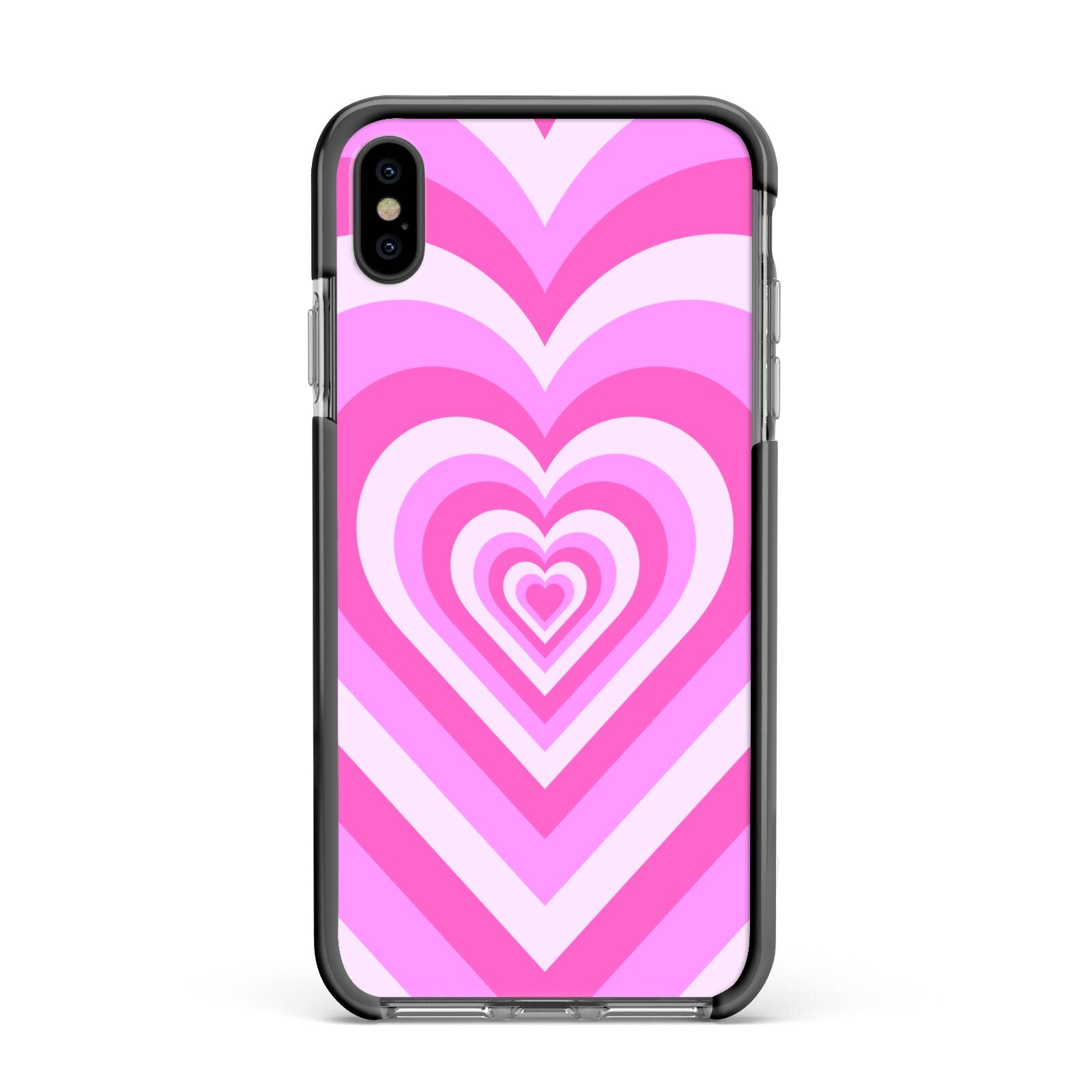 Aesthetic Heart Apple iPhone Xs Max Impact Case Black Edge on Black Phone