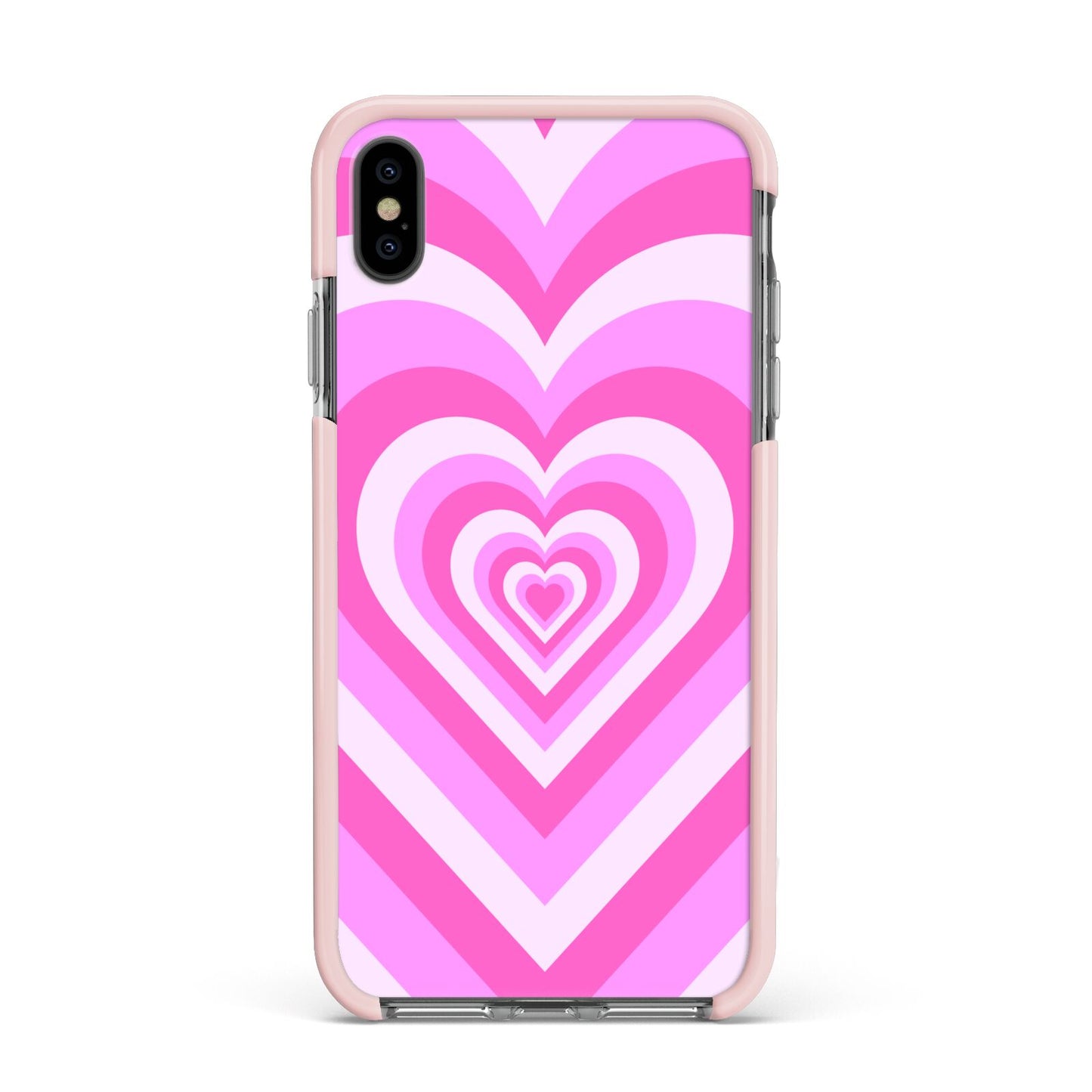 Aesthetic Heart Apple iPhone Xs Max Impact Case Pink Edge on Black Phone