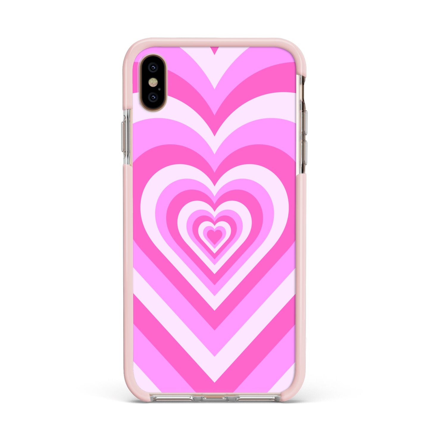 Aesthetic Heart Apple iPhone Xs Max Impact Case Pink Edge on Gold Phone