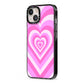 Aesthetic Heart iPhone 13 Black Impact Case Side Angle on Silver phone