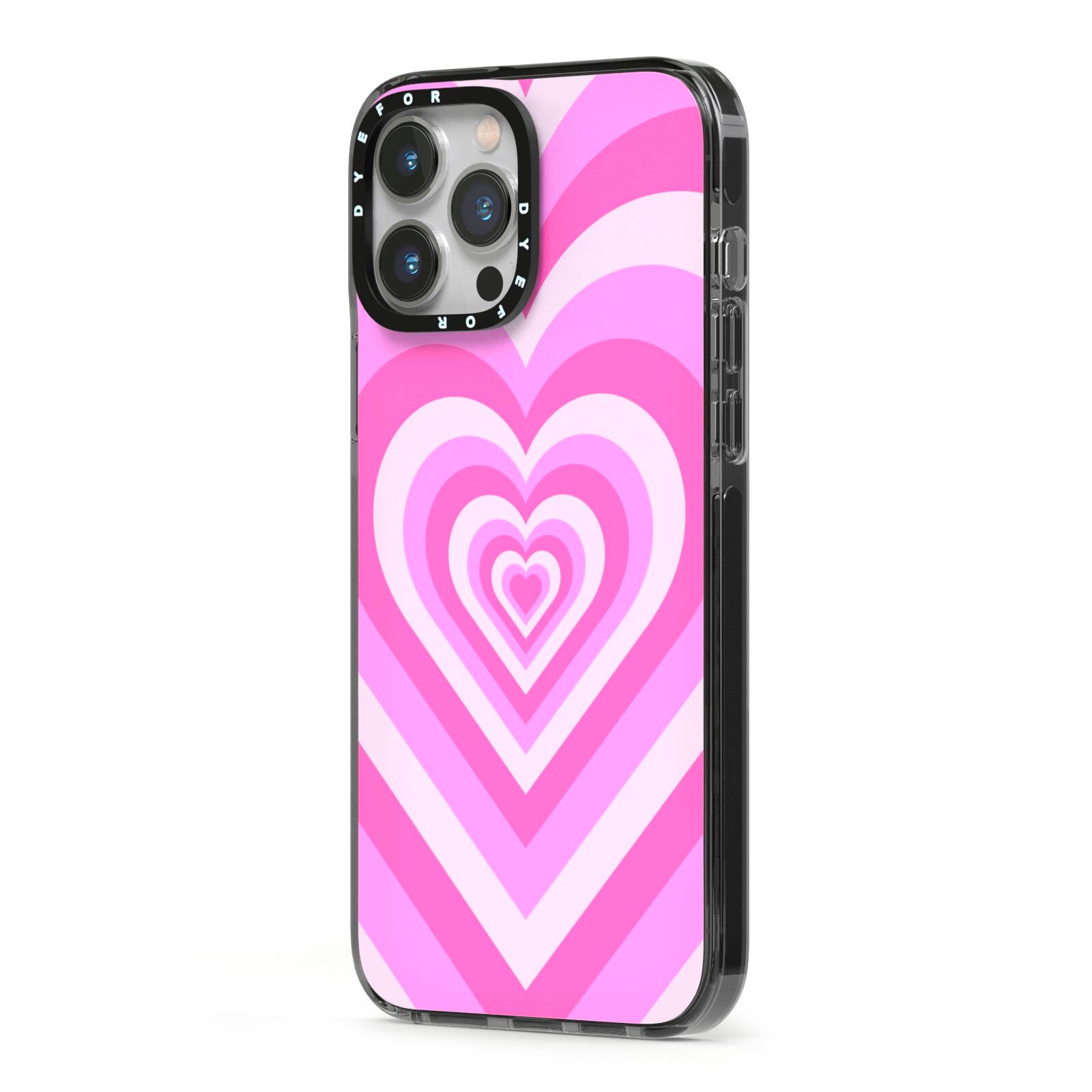 Aesthetic Heart iPhone 13 Pro Max Black Impact Case Side Angle on Silver phone