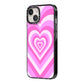 Aesthetic Heart iPhone 14 Black Impact Case Side Angle on Silver phone