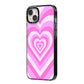 Aesthetic Heart iPhone 14 Plus Black Impact Case Side Angle on Silver phone