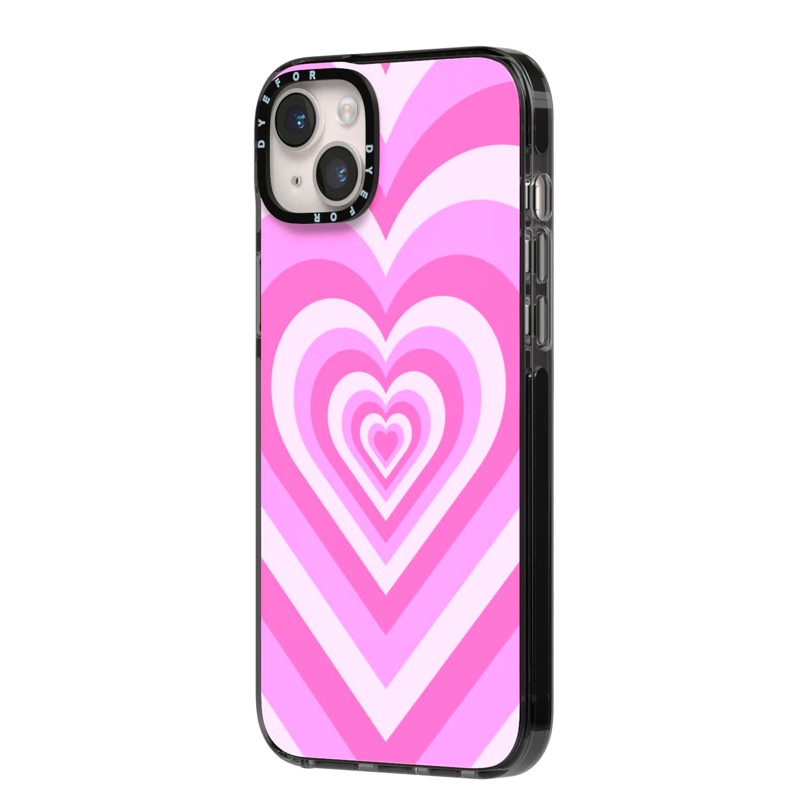 Aesthetic Heart iPhone 14 Plus Black Impact Case Side Angle on Silver phone