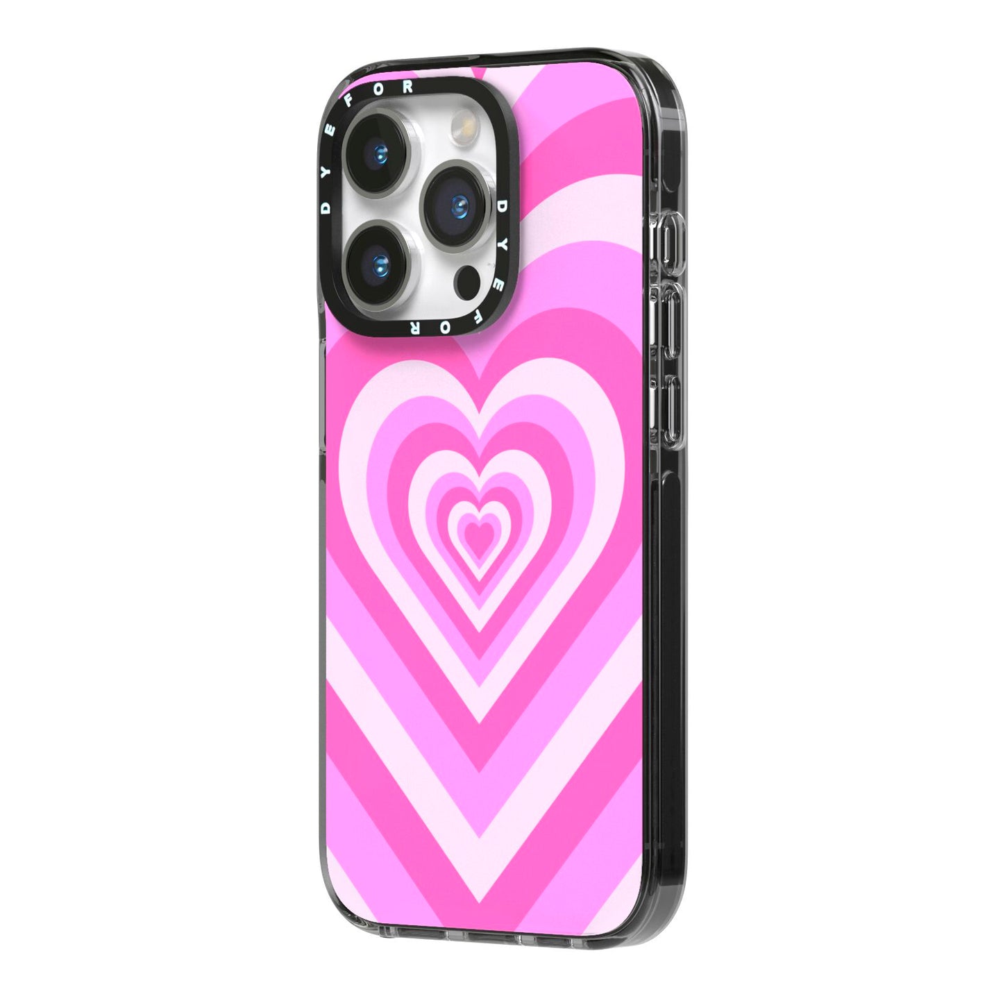 Aesthetic Heart iPhone 14 Pro Black Impact Case Side Angle on Silver phone