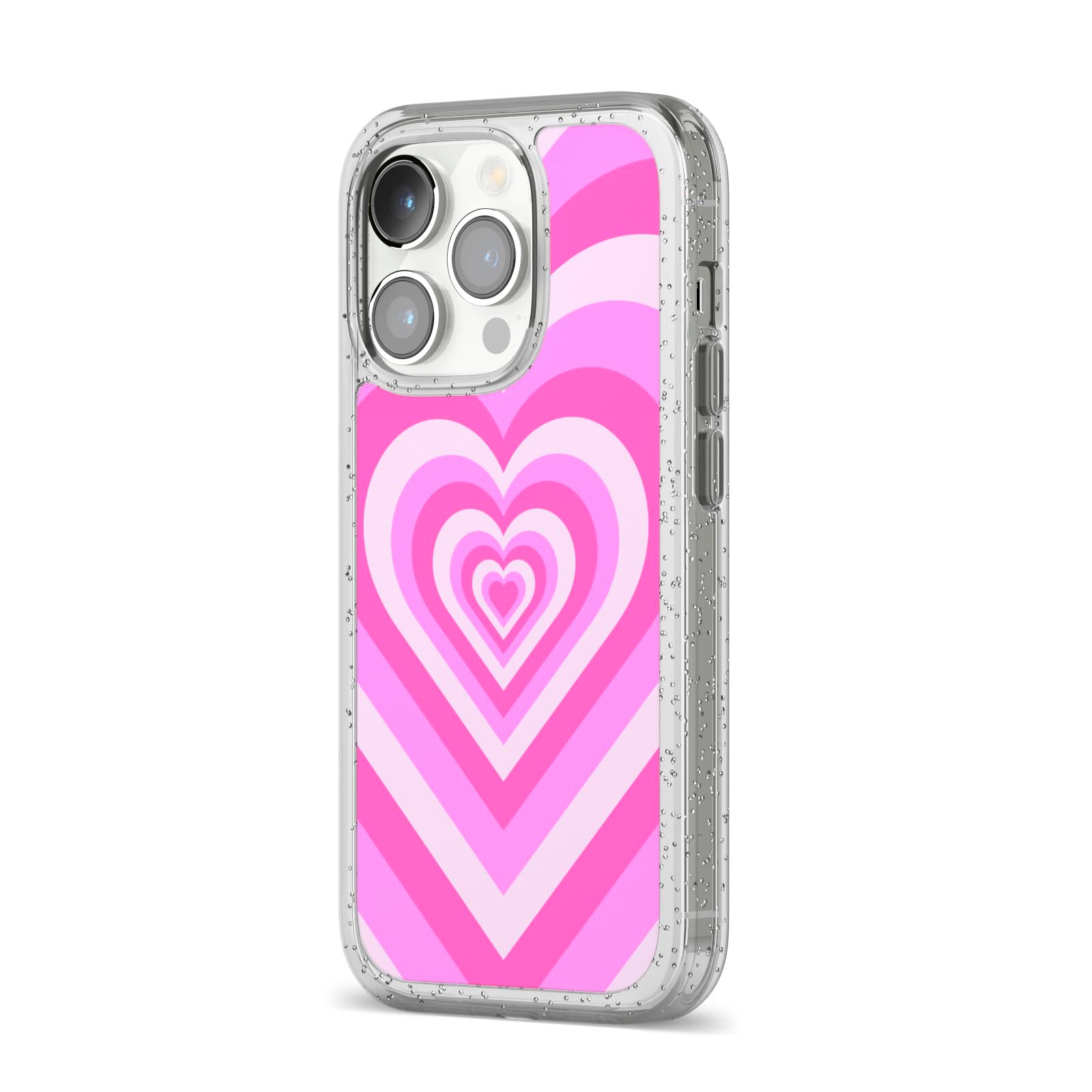 Aesthetic Heart iPhone 14 Pro Glitter Tough Case Silver Angled Image