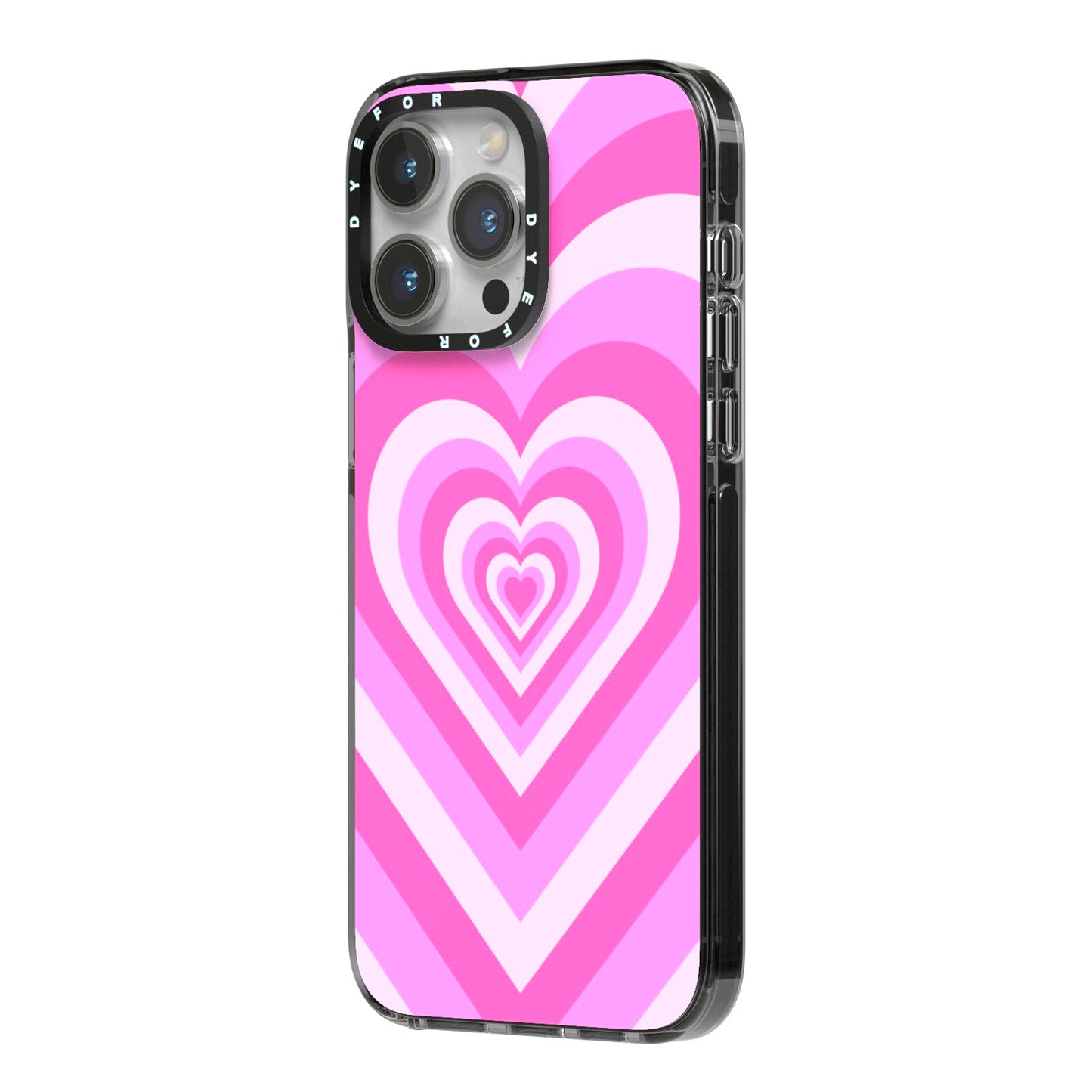Aesthetic Heart iPhone 14 Pro Max Black Impact Case Side Angle on Silver phone