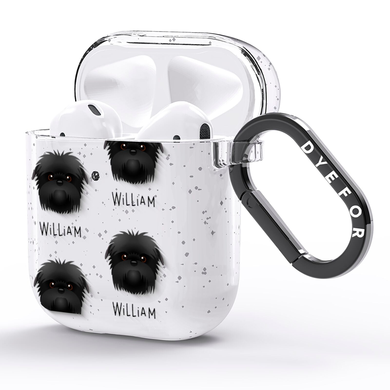 Affenpinscher Icon with Name AirPods Glitter Case Side Image