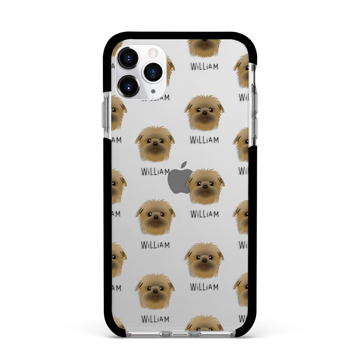 Affenpinscher Icon with Name Apple iPhone 11 Pro Max in Silver with Black Impact Case