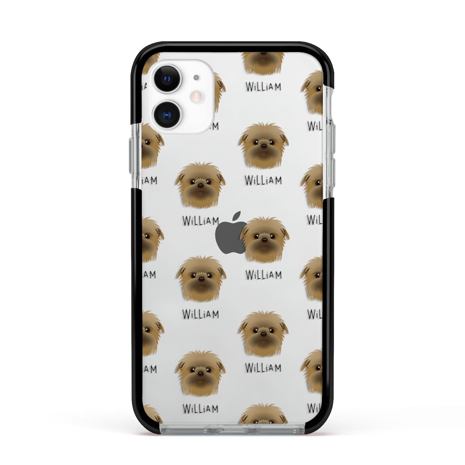 Affenpinscher Icon with Name Apple iPhone 11 in White with Black Impact Case