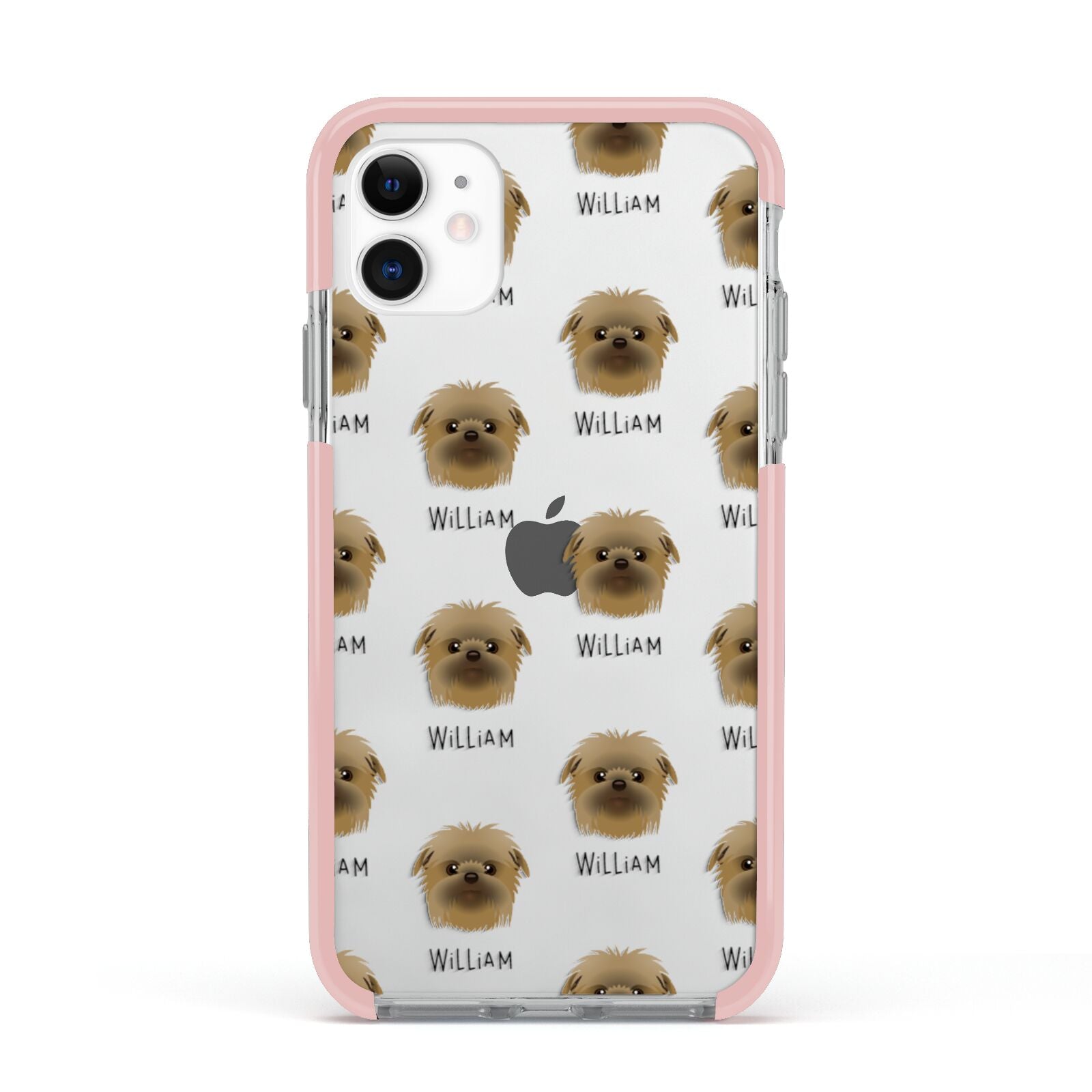 Affenpinscher Icon with Name Apple iPhone 11 in White with Pink Impact Case