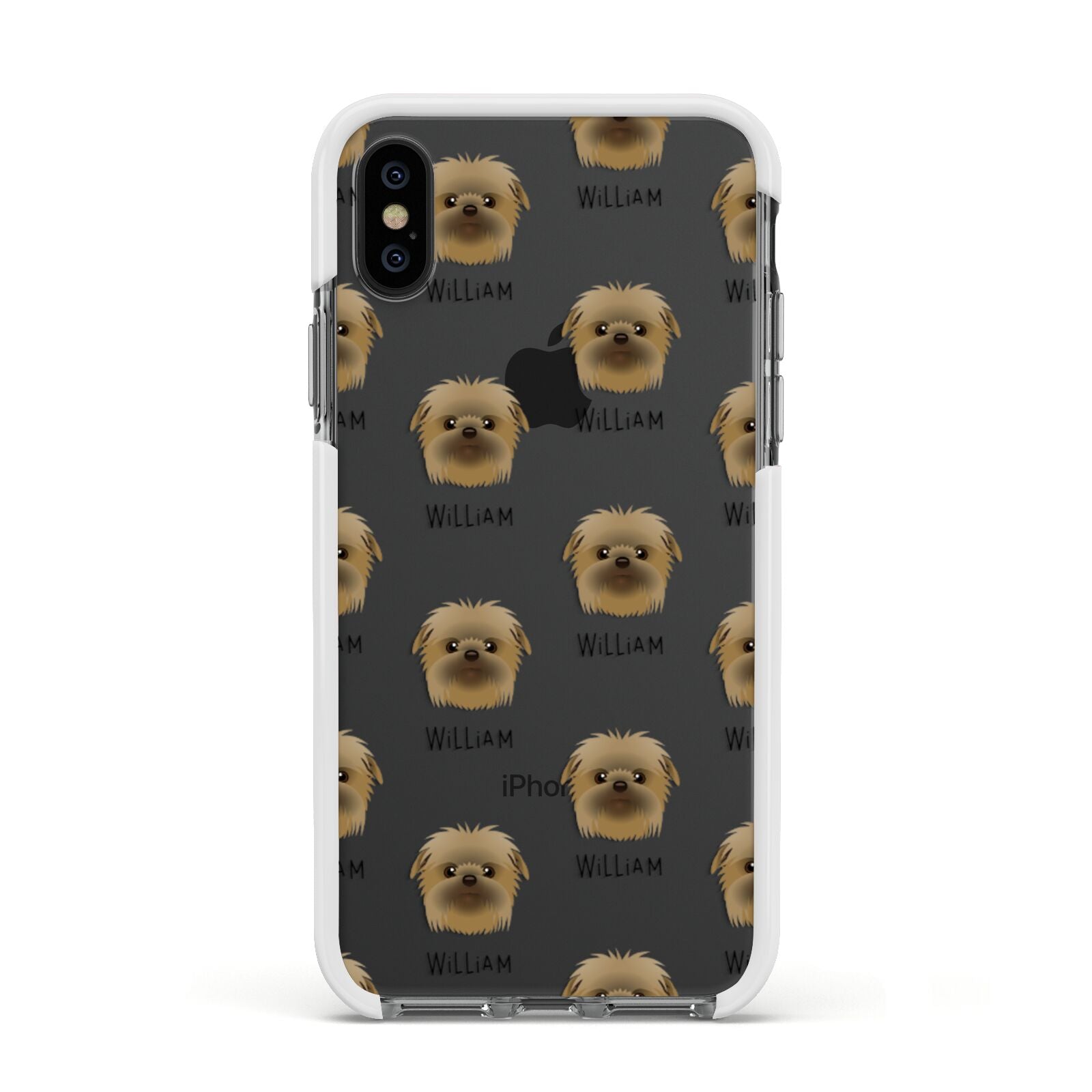 Affenpinscher Icon with Name Apple iPhone Xs Impact Case White Edge on Black Phone
