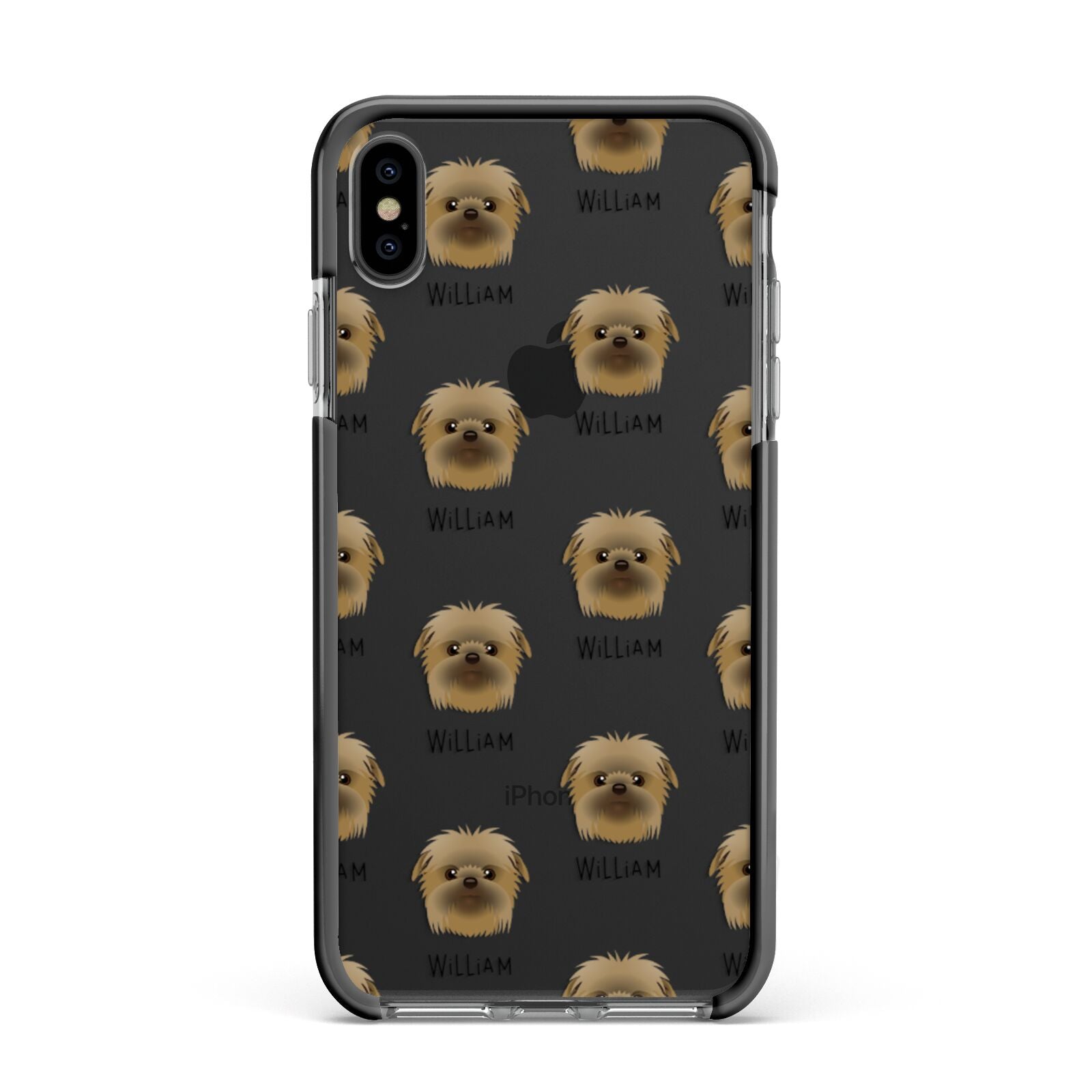 Affenpinscher Icon with Name Apple iPhone Xs Max Impact Case Black Edge on Black Phone