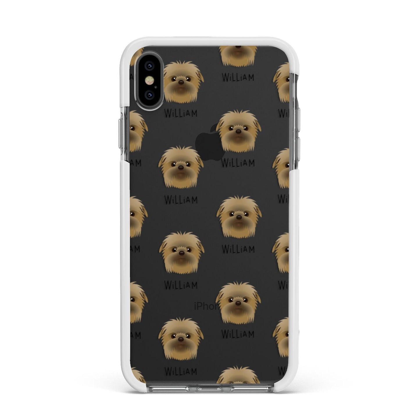 Affenpinscher Icon with Name Apple iPhone Xs Max Impact Case White Edge on Black Phone