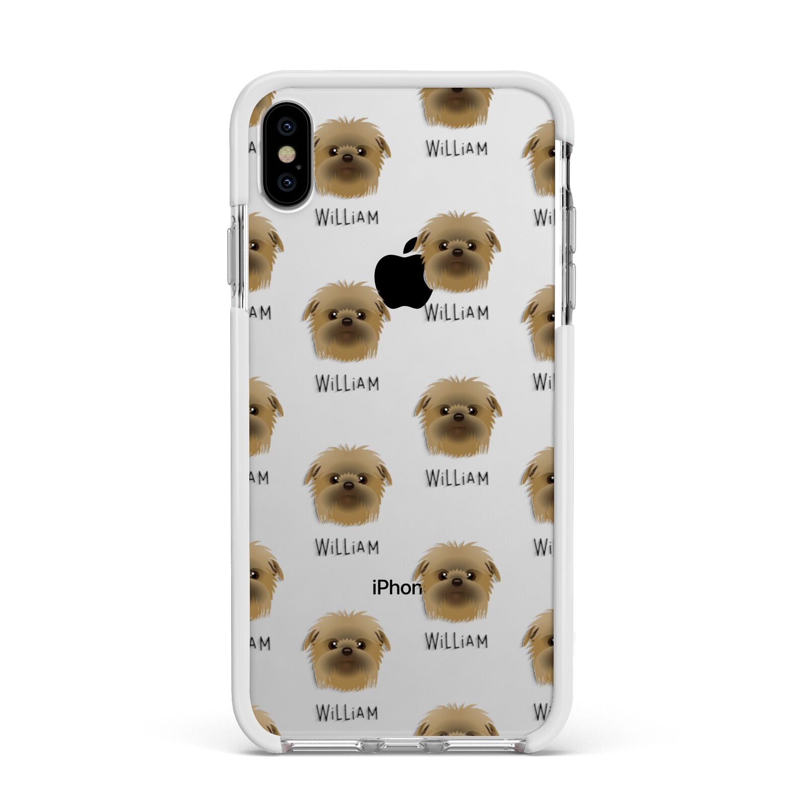 Affenpinscher Icon with Name Apple iPhone Xs Max Impact Case White Edge on Silver Phone