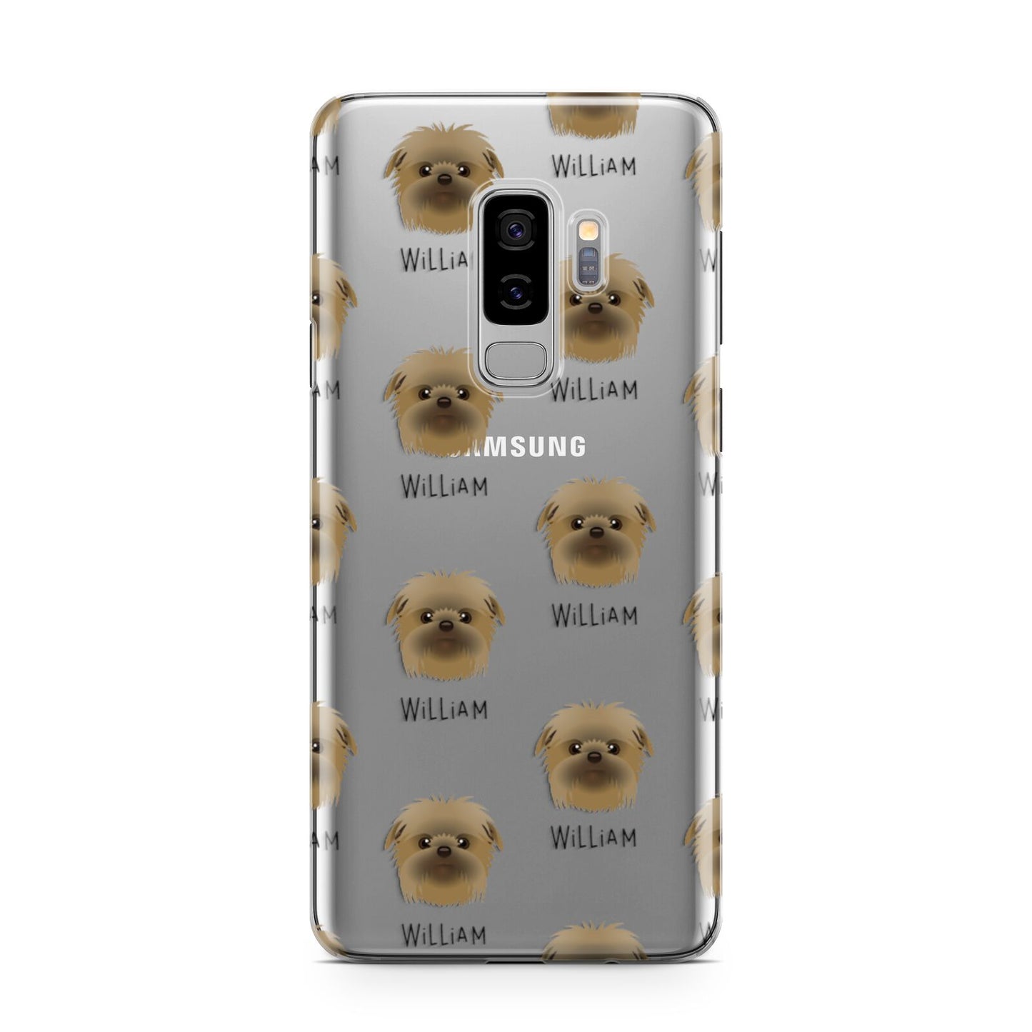 Affenpinscher Icon with Name Samsung Galaxy S9 Plus Case on Silver phone