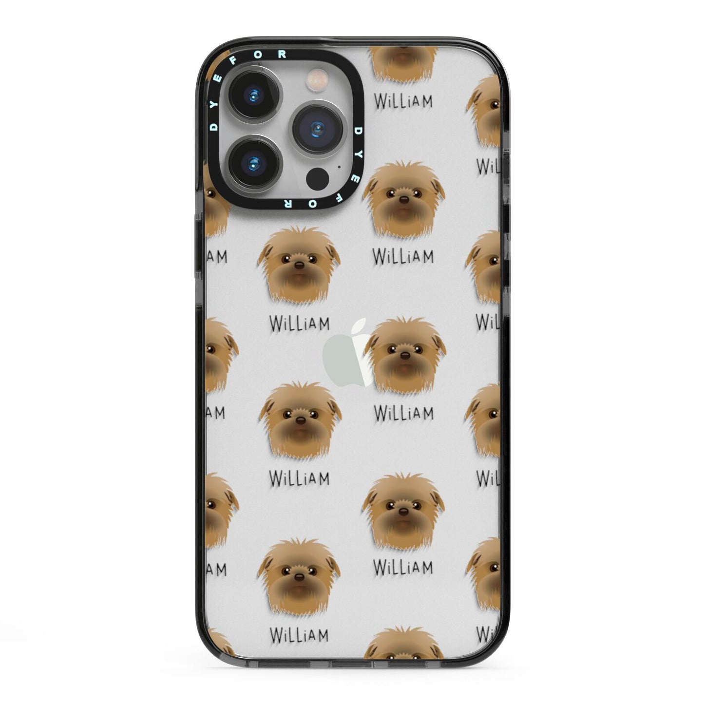 Affenpinscher Icon with Name iPhone 13 Pro Max Black Impact Case on Silver phone
