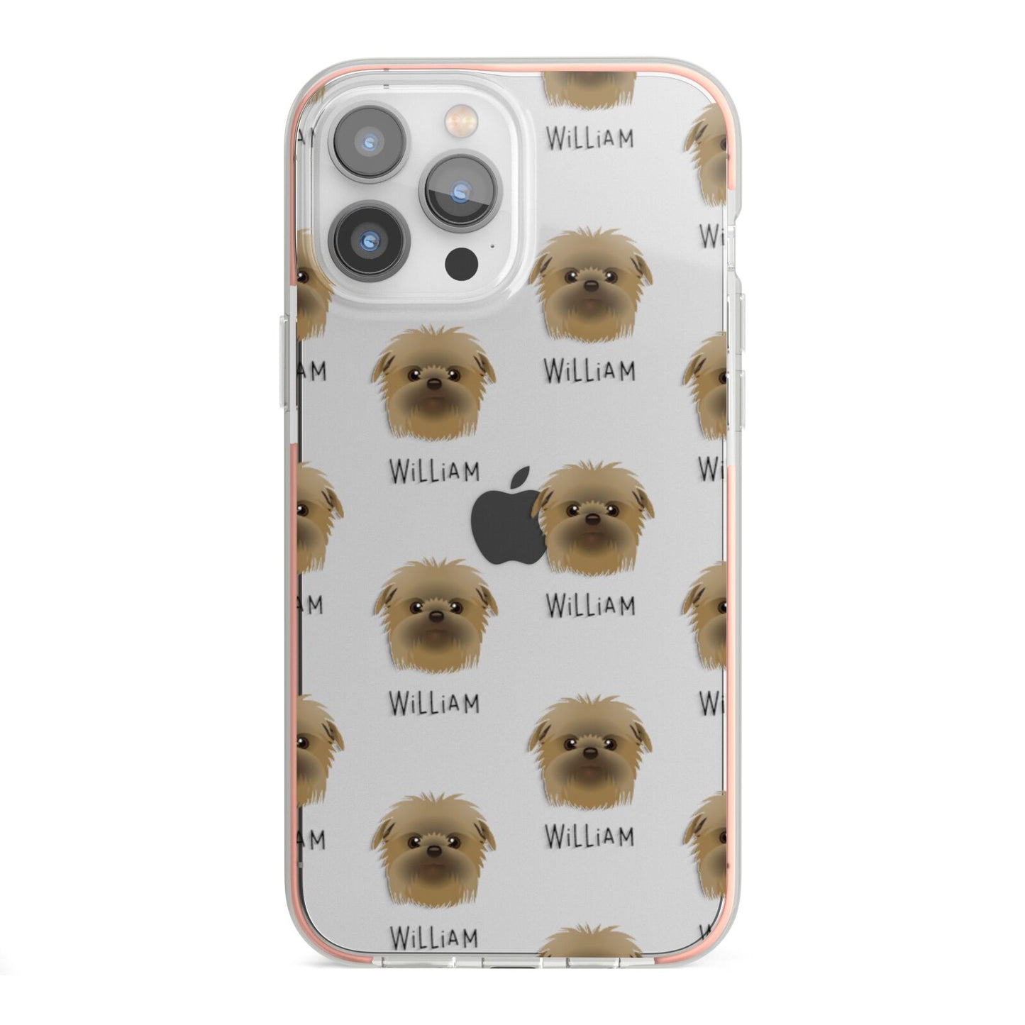 Affenpinscher Icon with Name iPhone 13 Pro Max TPU Impact Case with Pink Edges