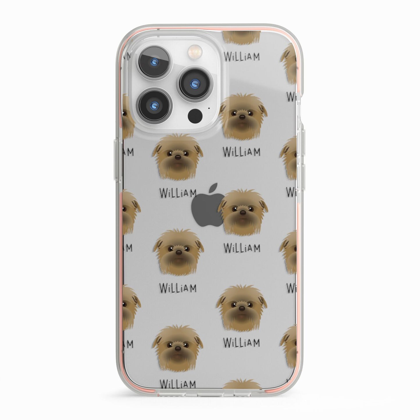 Affenpinscher Icon with Name iPhone 13 Pro TPU Impact Case with Pink Edges