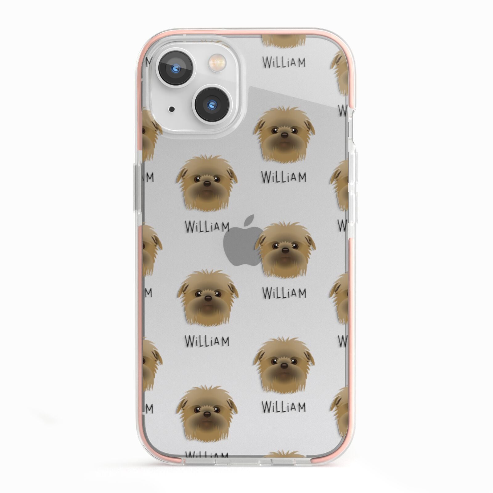 Affenpinscher Icon with Name iPhone 13 TPU Impact Case with Pink Edges
